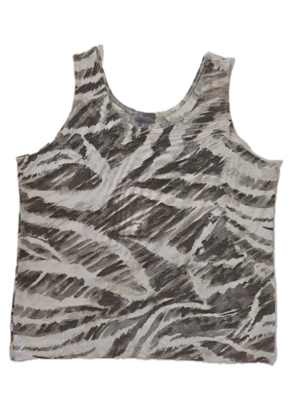 Travelers By Chico's Tank Womens 3 Gray Animal Print Rayon Spandex Jersey